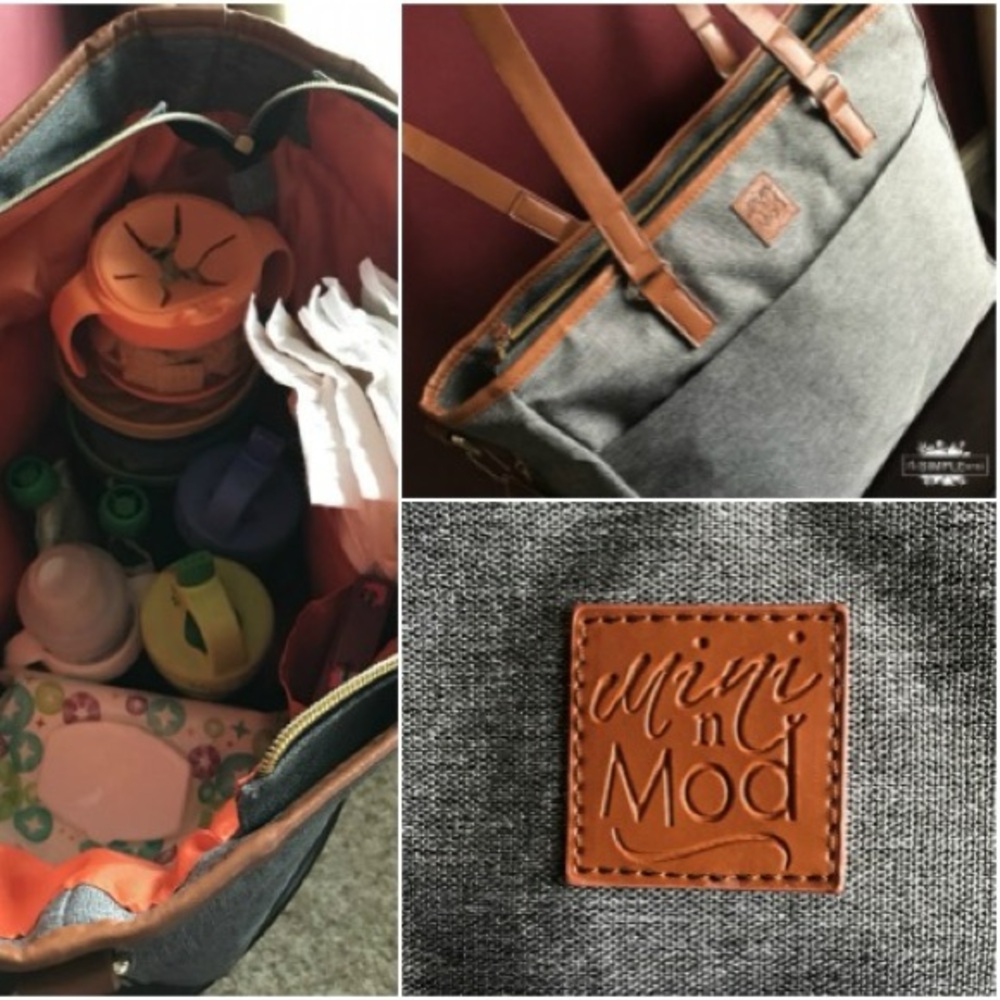 Mini n Mod Gray and Tan Diaper Bag
